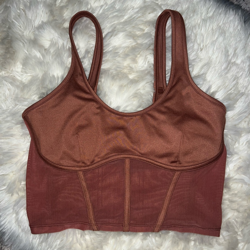 ALO Yoga Airbrush Mesh Corset Tank rust color size M
